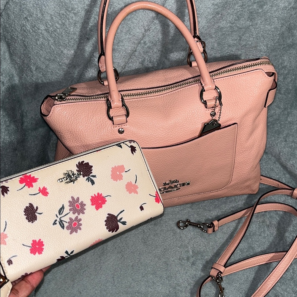 Coach Blush Pink Satchel and Floral Wallet Set - Picture 8 of 12